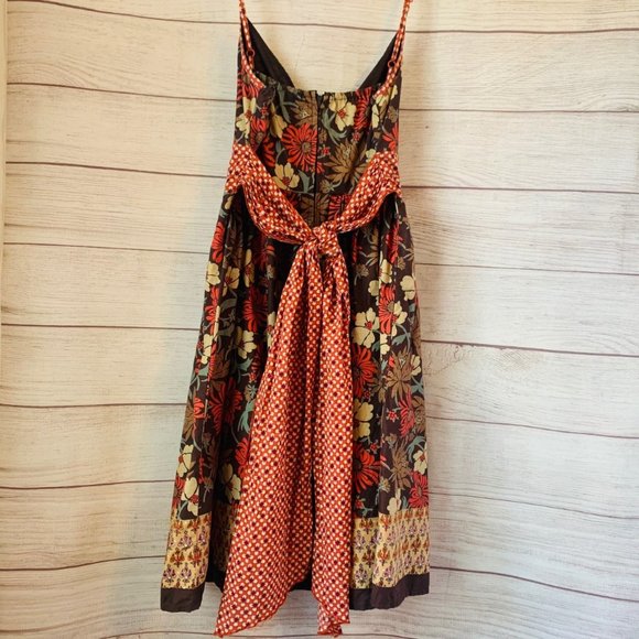 American Rag Floral Pattern Dress with Spaghetti Straps Thick Long Tie Size M - Picture 2 of 12